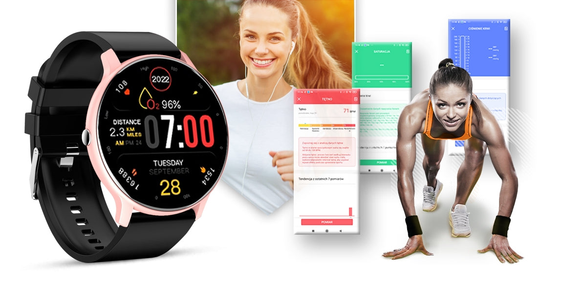 Smartwatch GIEWONT Sport Around GW120-3 - Rose Gold/Black Effect