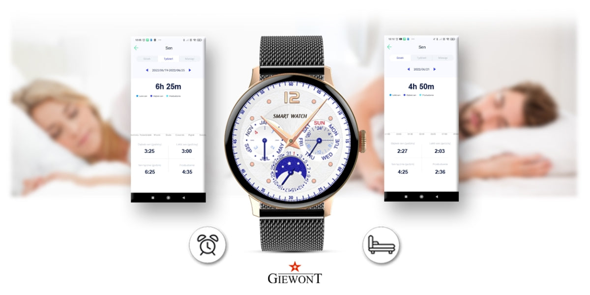 Smartwatch Damski GIEWONT Różowe Złoto Czarny GW330-4