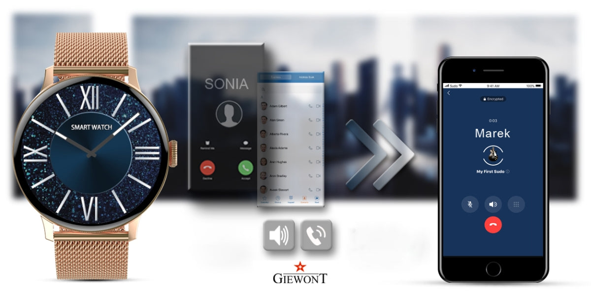 Smartwatch Damski GIEWONT Różowe Złoto GW330-1