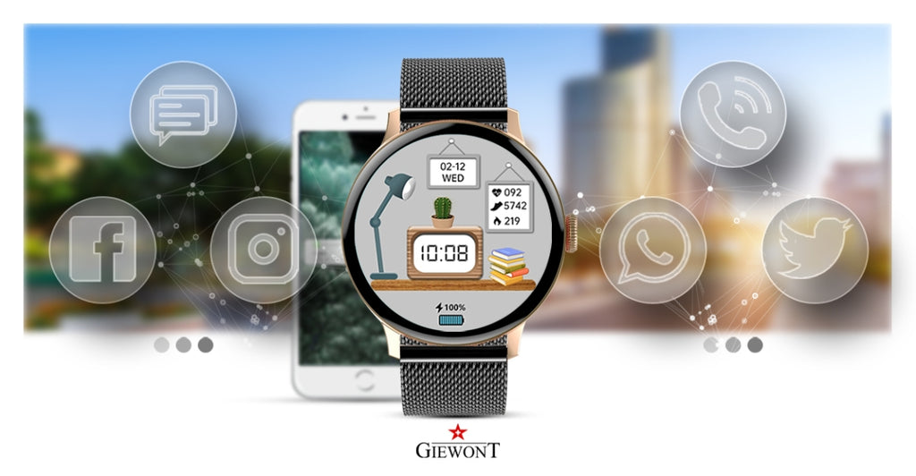 Smartwatch Damski GIEWONT Różowe Złoto Czarny GW330-4