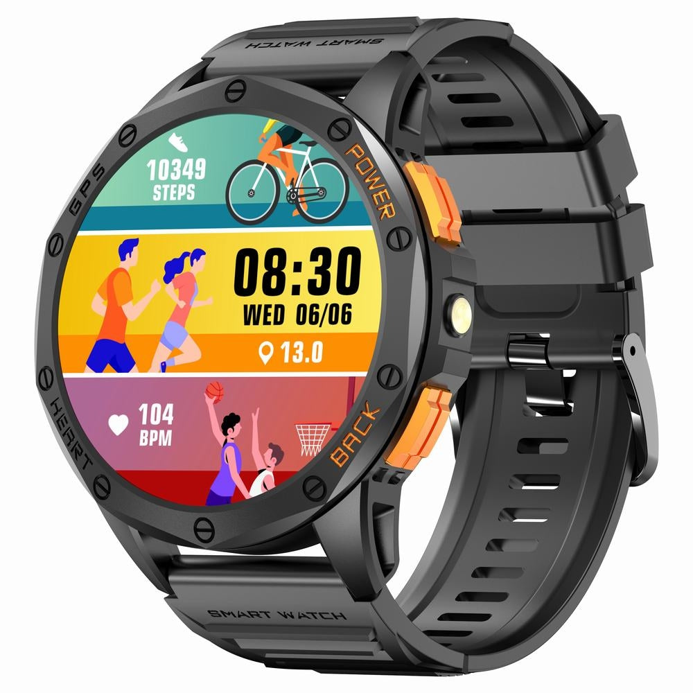 Smartwatch Męski GRAVITY GPS GT24-3 Czarny Pasek Silikonowy + Pomarańczowy Pasek Silikonowy