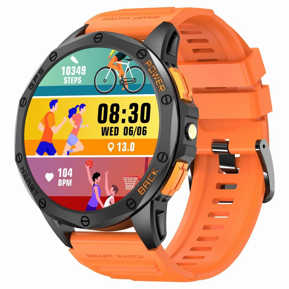 Smartwatch Męski GRAVITY GPS GT24-3 Czarny Pasek Silikonowy + Pomarańczowy Pasek Silikonowy