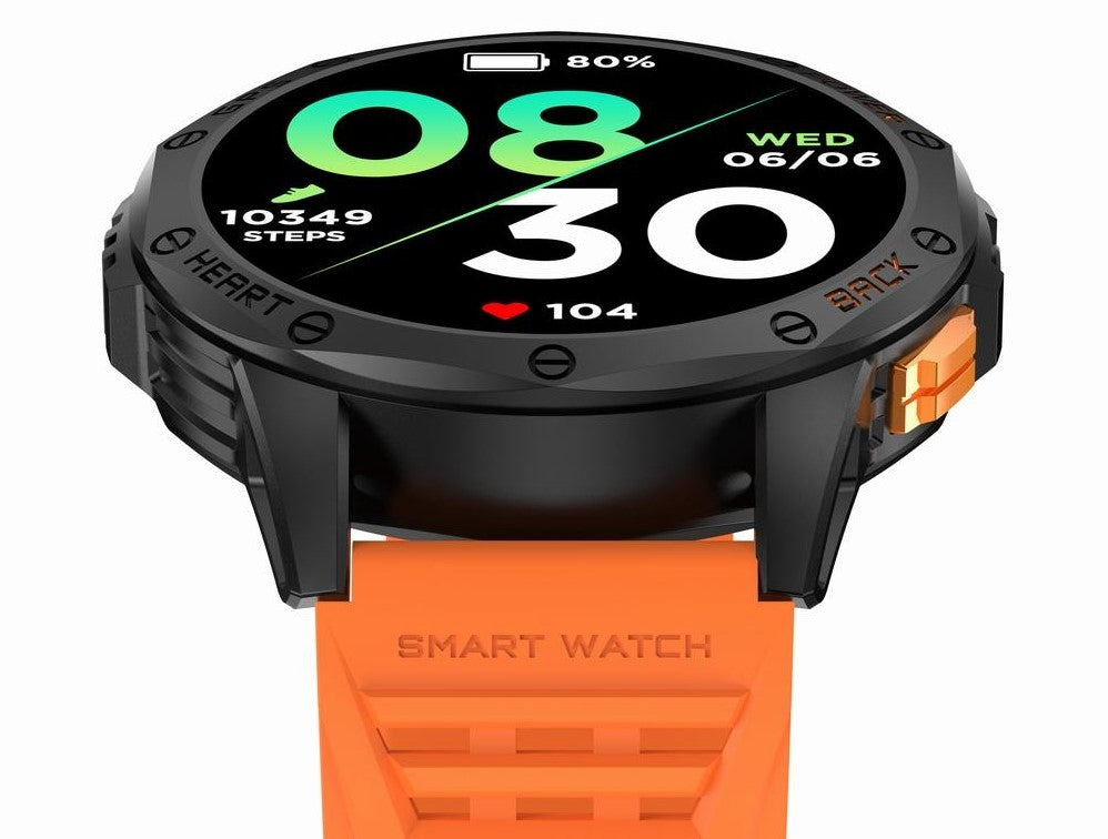 Smartwatch Męski GRAVITY GPS GT24-3 Czarny Pasek Silikonowy + Pomarańczowy Pasek Silikonowy