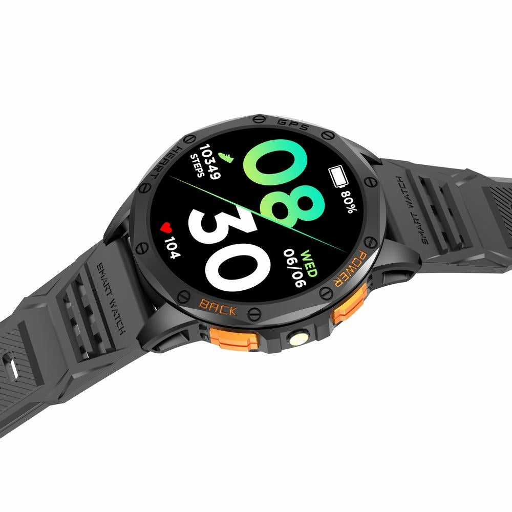 Smartwatch Męski GRAVITY GPS GT24-3 Czarny Pasek Silikonowy + Pomarańczowy Pasek Silikonowy