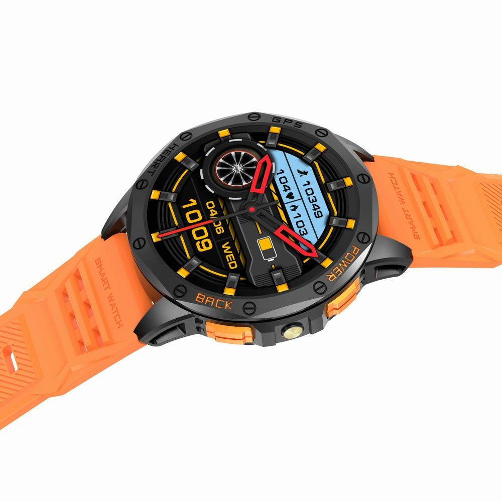 Smartwatch Męski GRAVITY GPS GT24-3 Czarny Pasek Silikonowy + Pomarańczowy Pasek Silikonowy