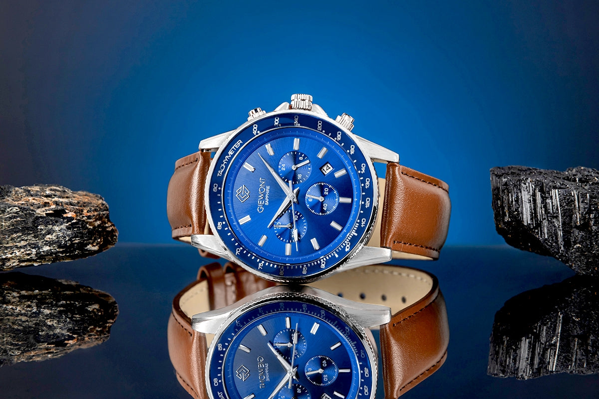 Zegarek Męski Giewont Chronograph Sapphire Brązowo Niebieski GW3520-A5