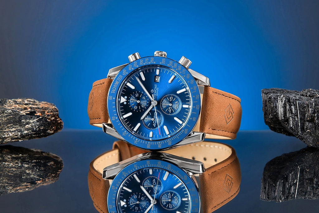 Zegarek Męski Giewont Chronograph Sapphire Brązowo Niebieski GW8720-A2