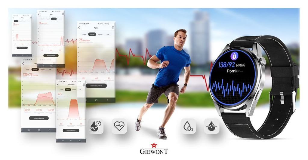 Smartwatch GIEWONT Vertex SmartCall GW450-5 Silver/Carbon Leather