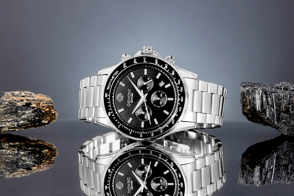Zegarek Męski Giewont Chronograph Sapphire Srebrno Czarny GW3520-B2