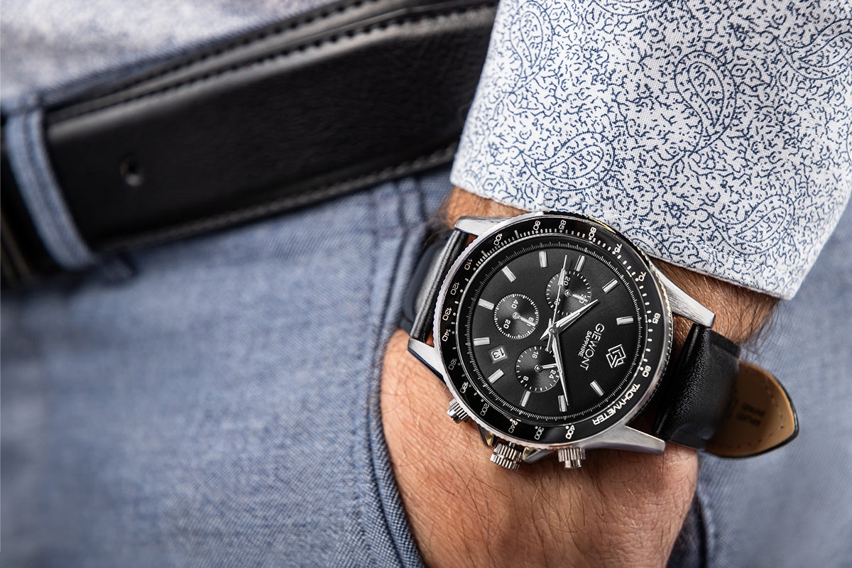 Zegarek Męski Giewont Chronograph Sapphire Czarny GW3520-A4