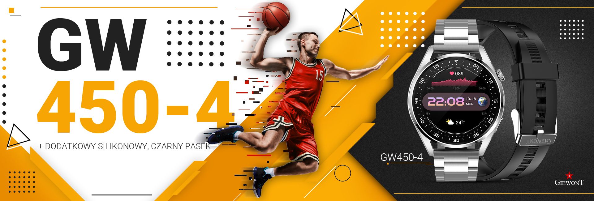 Smartwatch GIEWONT Vertex SmartCall GW450-4 Silver/Carbon Silikon