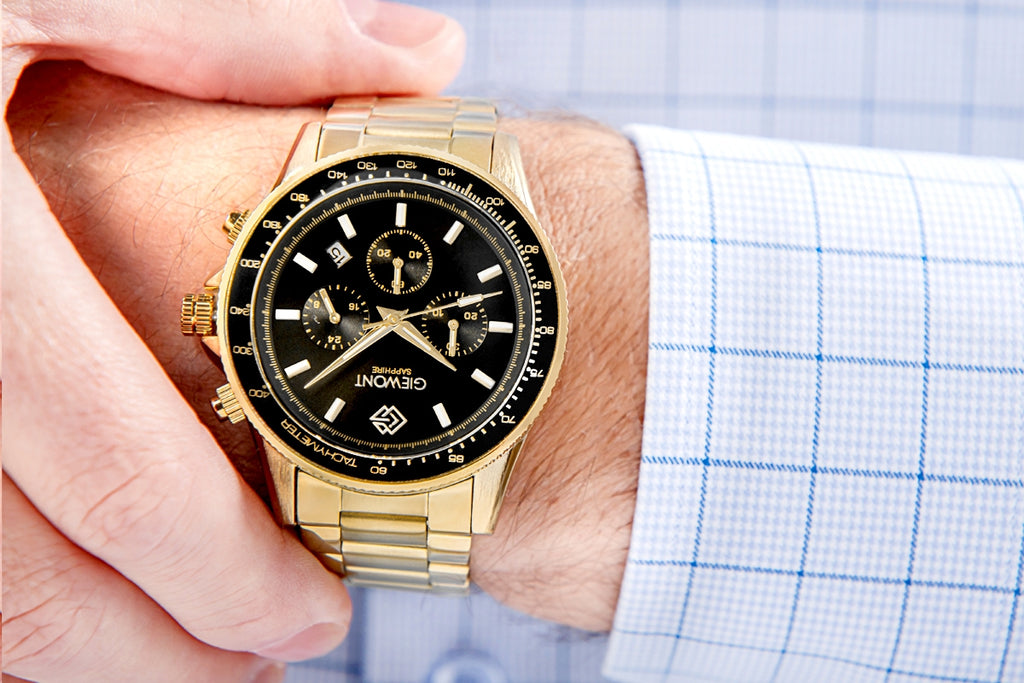 Zegarek Męski Giewont Chronograph Sapphire Złoto Czarny GW3520-B4