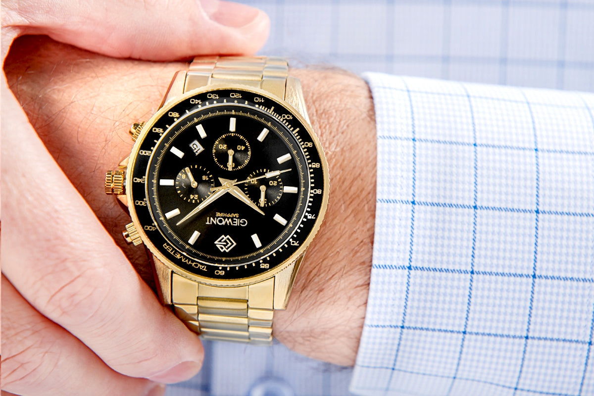 Zegarek Męski Giewont Chronograph Sapphire Złoto Czarny GW3520-B4