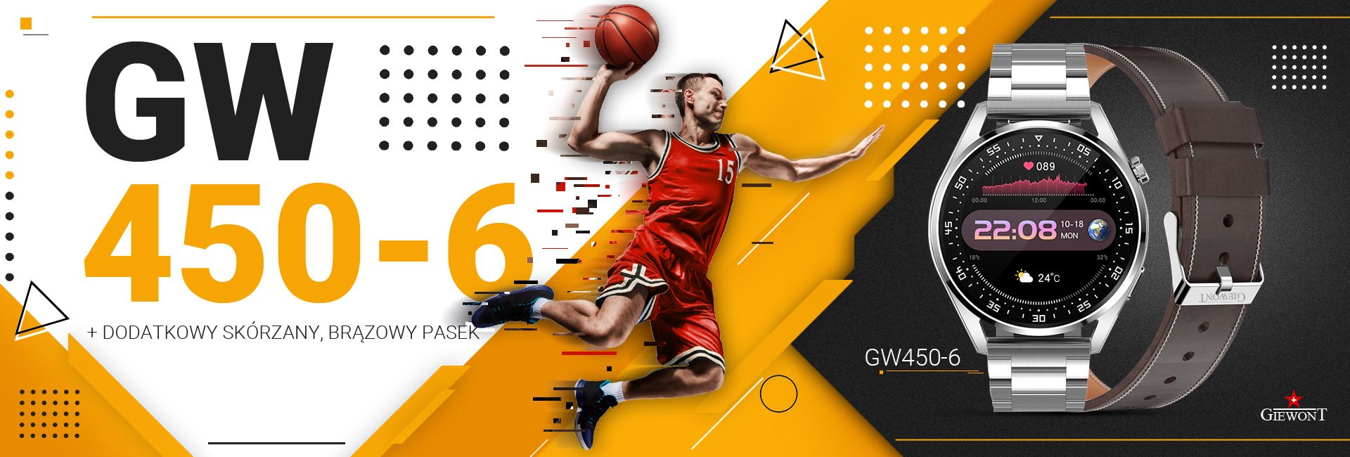 Smartwatch GIEWONT Vertex SmartCall GW450-6 Silver/Brown Leather