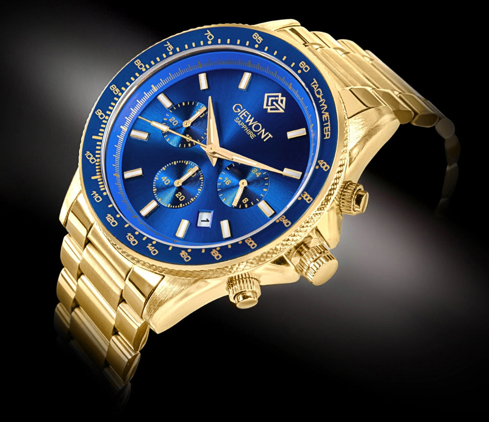 Zegarek Męski Giewont Chronograph Sapphire Złoto Niebieski GW3520-B5