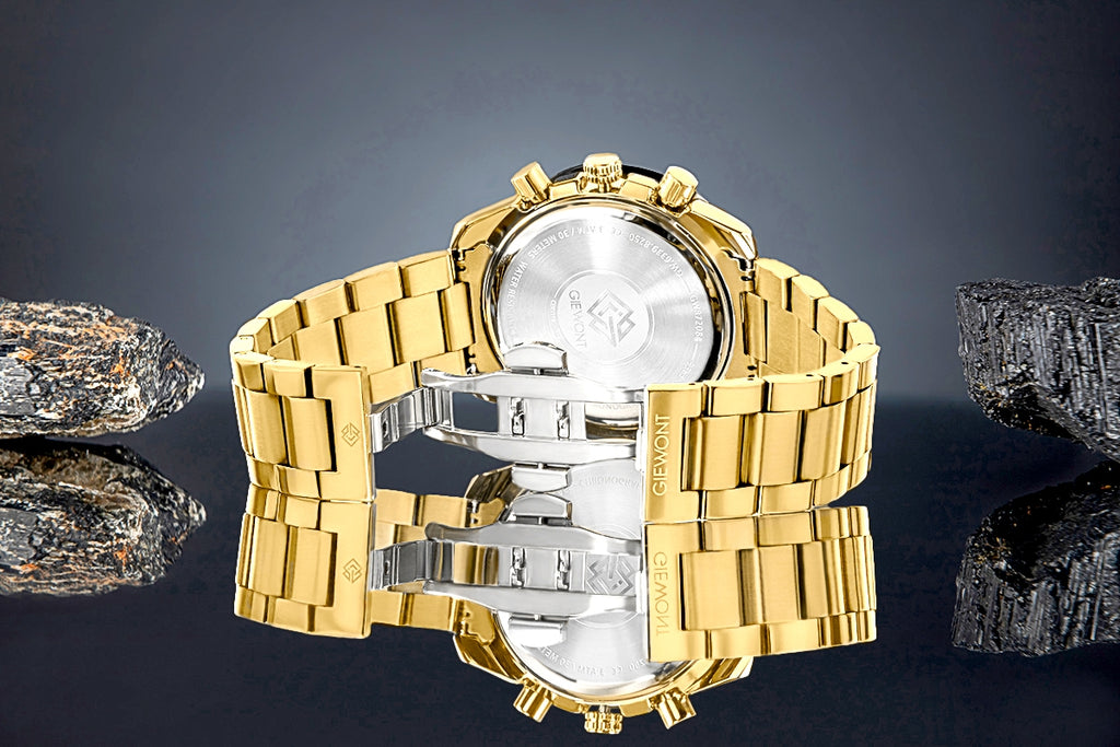 Zegarek Męski Giewont Chronograph Sapphire Złoto Czarny GW8720-B4