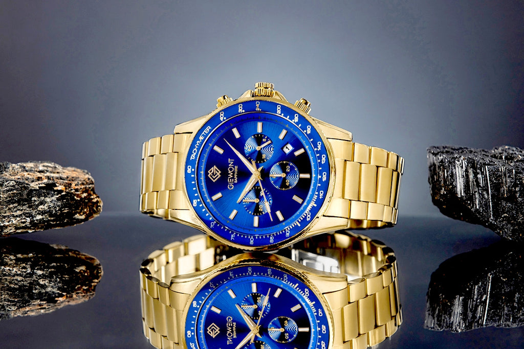 Zegarek Męski Giewont Chronograph Sapphire Złoto Niebieski GW3520-B5