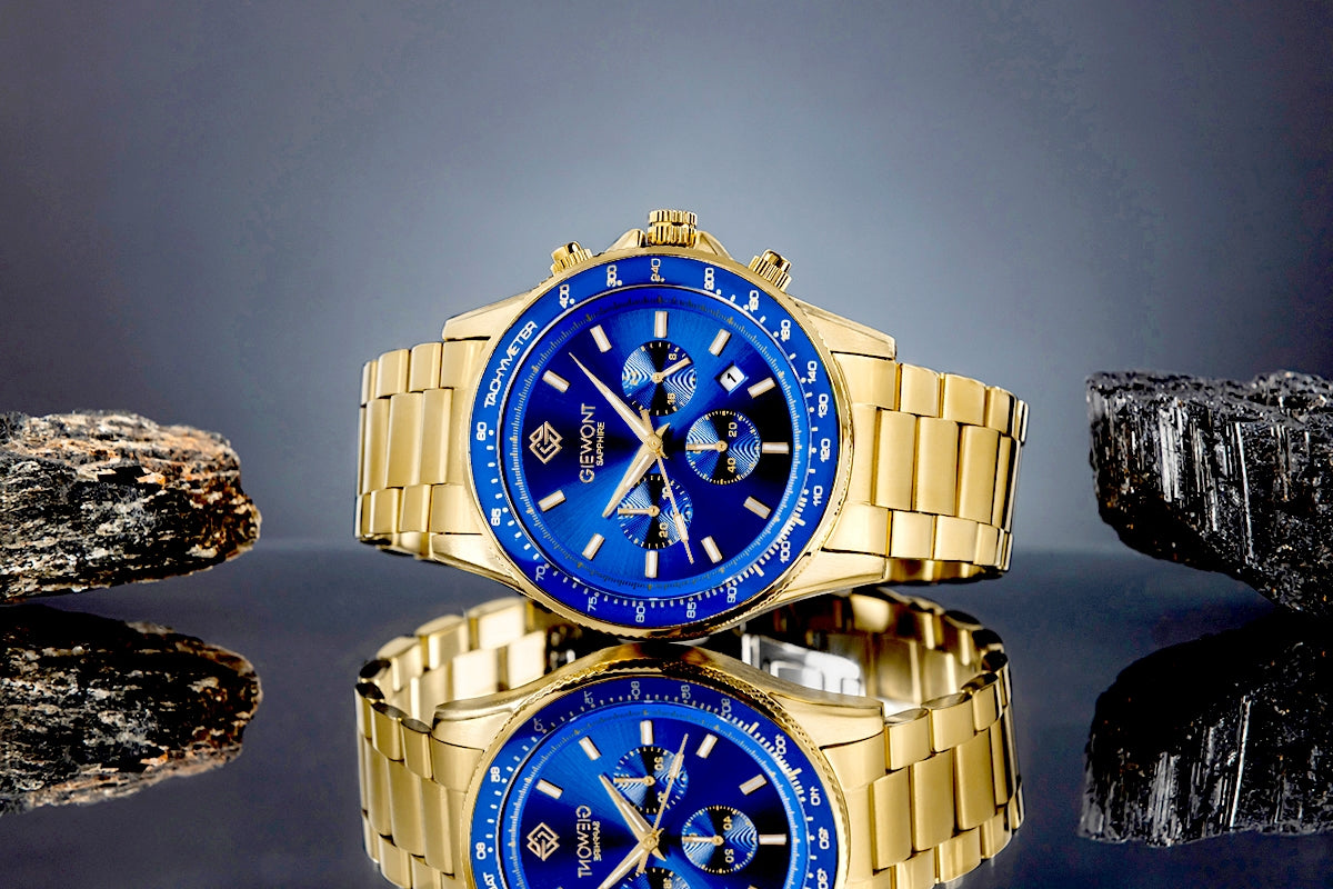Zegarek Męski Giewont Chronograph Sapphire Złoto Niebieski GW3520-B5