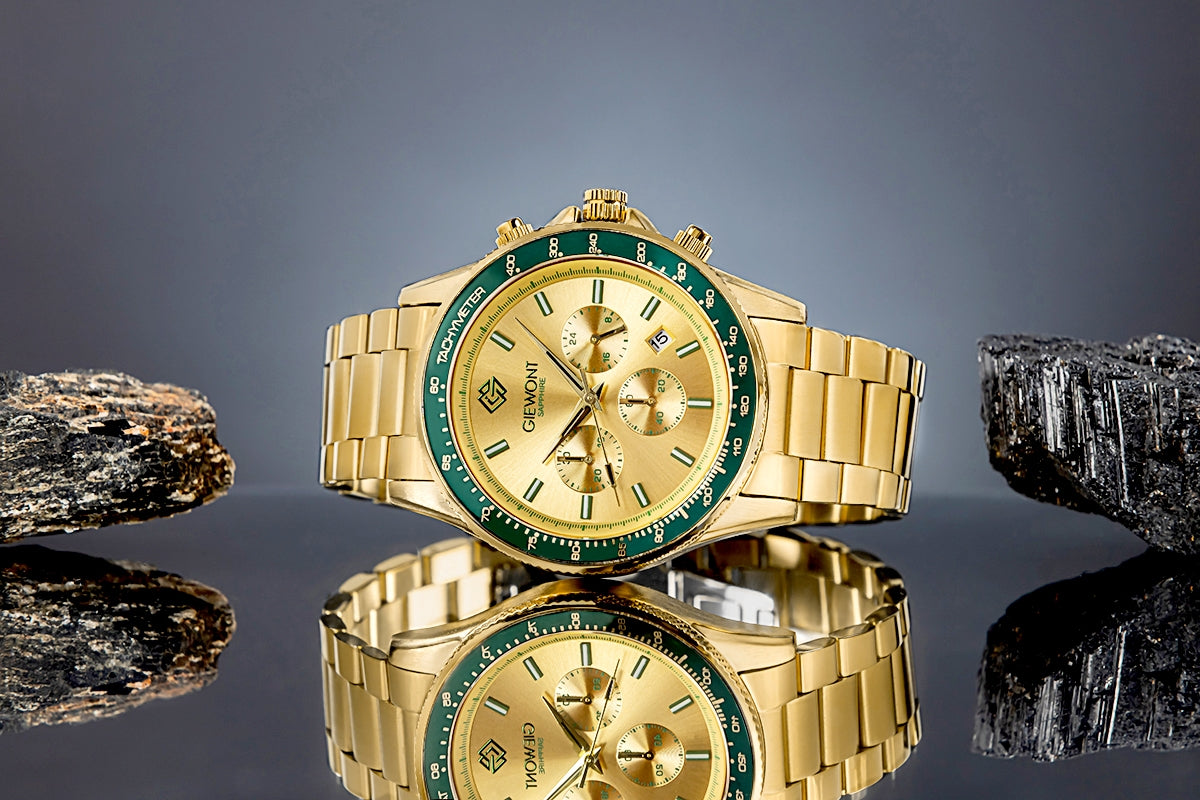 Zegarek Męski Giewont Chronograph Sapphire Złoto Zielony GW3520-B6